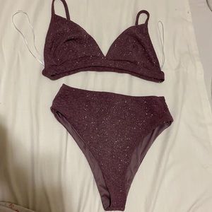 Glittery 2 piece dark purple top and bottom